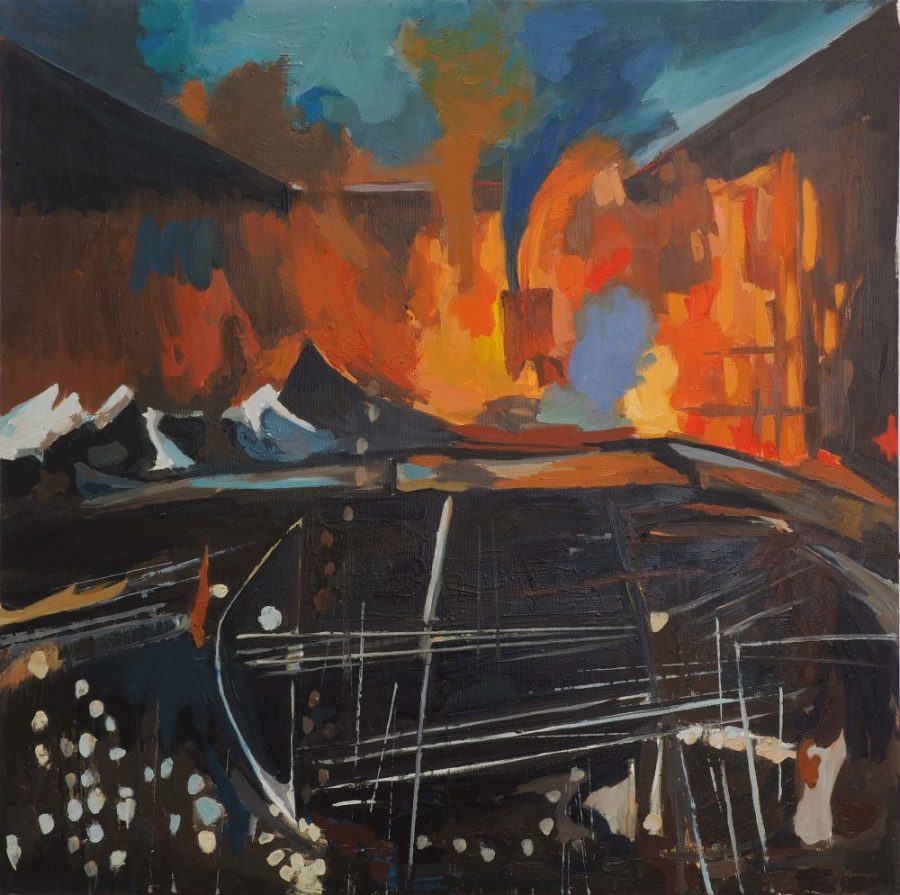The Burning Man (t. Sinopoulos), Oil On Canvas (80 X 80 Cm.) 2020